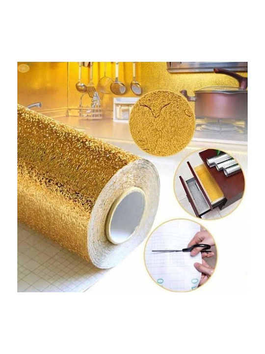 Siks folie de aluminiu autoadezivă pentru protecția bucătăriei, rezistentă la apă, auriu 61 x 300 cm