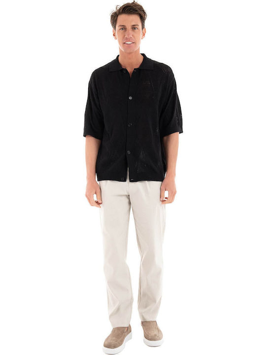 Long-sleeved Cotton Shirt Black