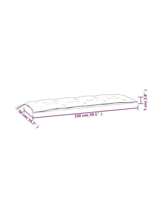vidaXL Waterproof Bench Cushion for Garden Bench with Backrest Cream White 2 Pieces 50x150cm