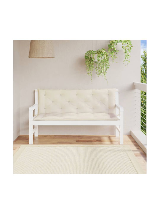 vidaXL Waterproof Bench Cushion for Garden Bench with Backrest Cream White 2 Pieces 50x150cm