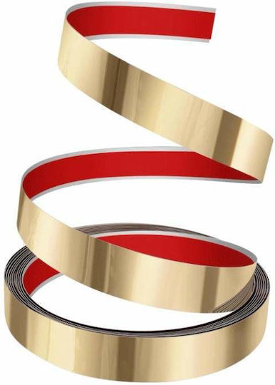 Self-adhesive Decorative Band Mirror Effect Siks Made Nickel-plated Stainless Steel Roll Type Sticker Wall Ceiling Floor Furniture Design Size 200 X 1 Cm Water Resistant Gold