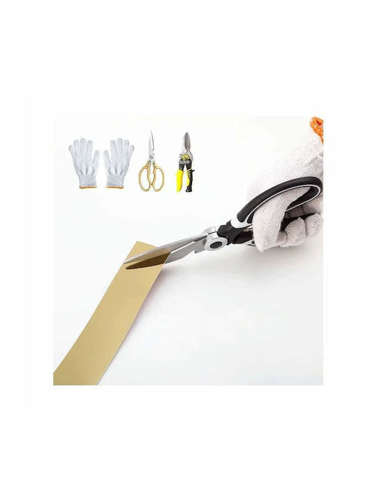 Set 5 benzi decorative autoadezive efect oglindă Siks din oțel inoxidabil placat cu nichel tip rolă autocolant perete tavan podea mobilier dimensiune 200 x 1 cm rezistent la apă auriu
