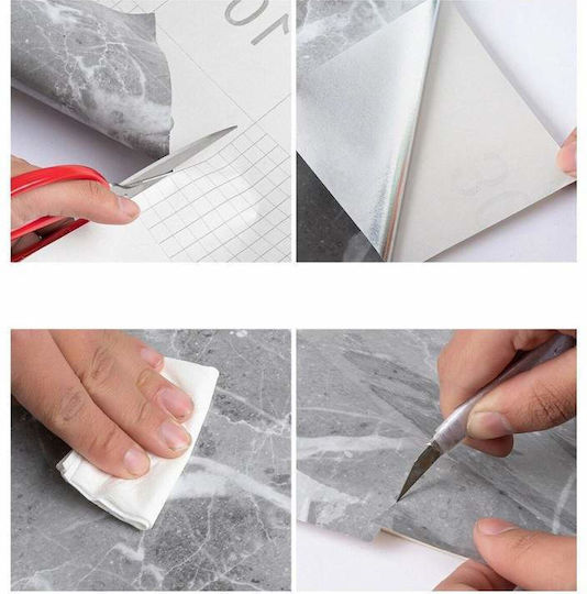Siks Self-adhesive Film Kitchen Protection Water Resistant Gray Marble Look 60 X 300 Cm
