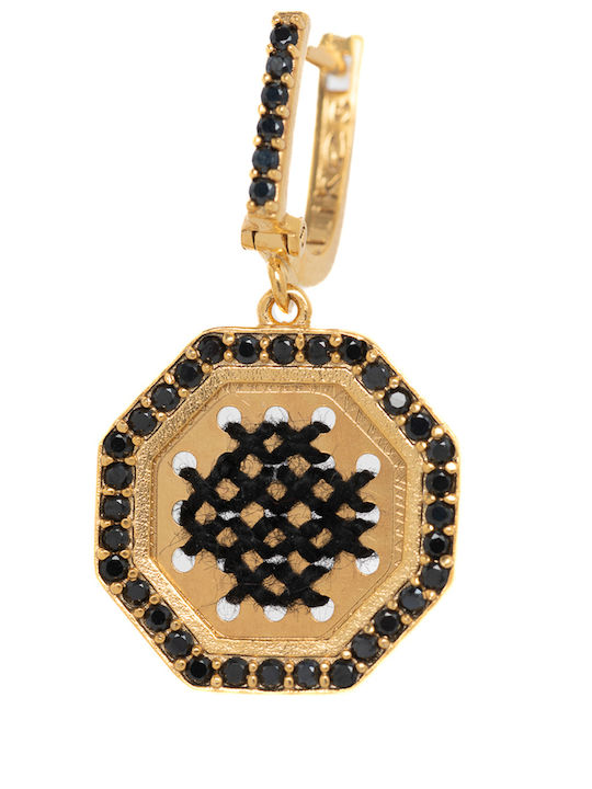 Kedima Zirconia Earrings Gold Black Kedima Zirconia Earrings Gold Black