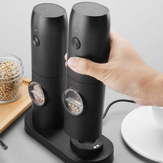 Elektrisch Gewürzmühlen Inox in Schwarz Farbe 5.5cm 2Stück