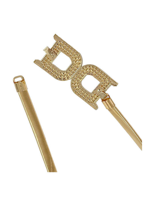 Wide Elastic Women's Belt Gold