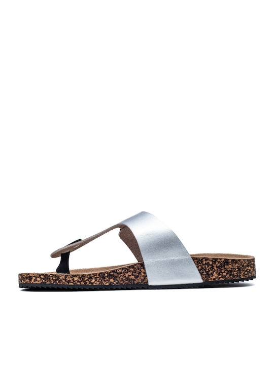 Women's Flat Sandals in Silver Color