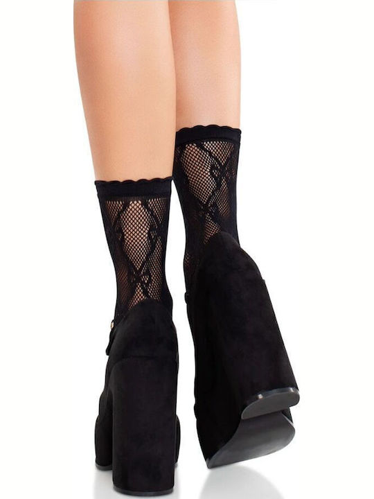 Leg Avenue Lace Bow Lace Sexy Κάλτσες Μαύρες
