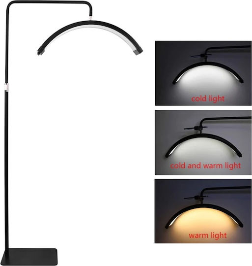 Half Moon 36w Adjustable Height 120-186.5cm Salon Aesthetic Lamp with Mobile Base 3 Lighting Functions Hd-m6x Black