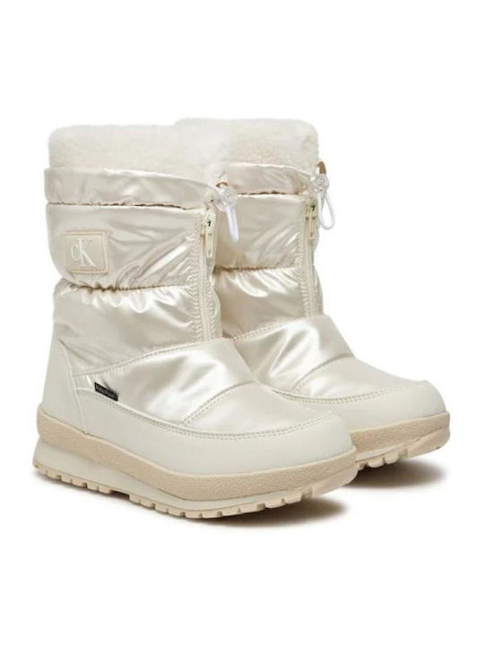 Kinderstiefel aus Lackleder Ecru