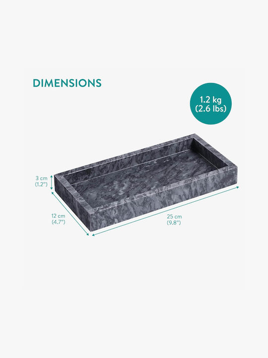 Navaris Marble Jewelry Storage Tray 25 X 12 X 3 Cm Black