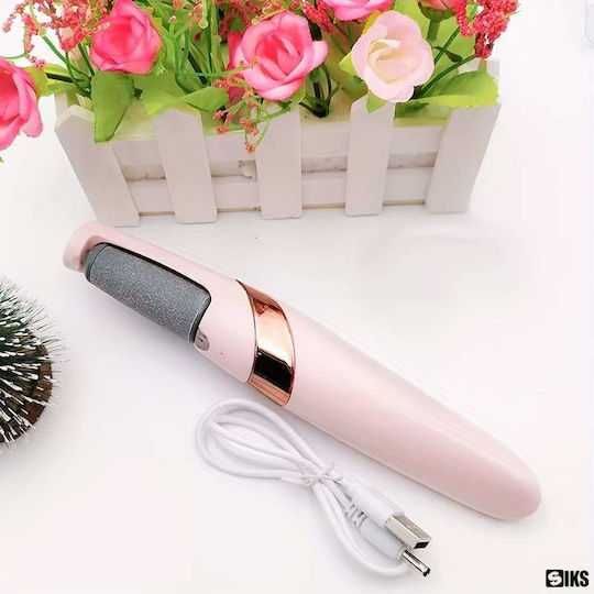 Siks Pilă Electrică pentru Călcâie și Curățarea Unghiilor cu Lumină LED Rezistentă la Apă Încărcare USB Cap Rotativ 360 de Grade 2 Role Abrazive și Fine Roz