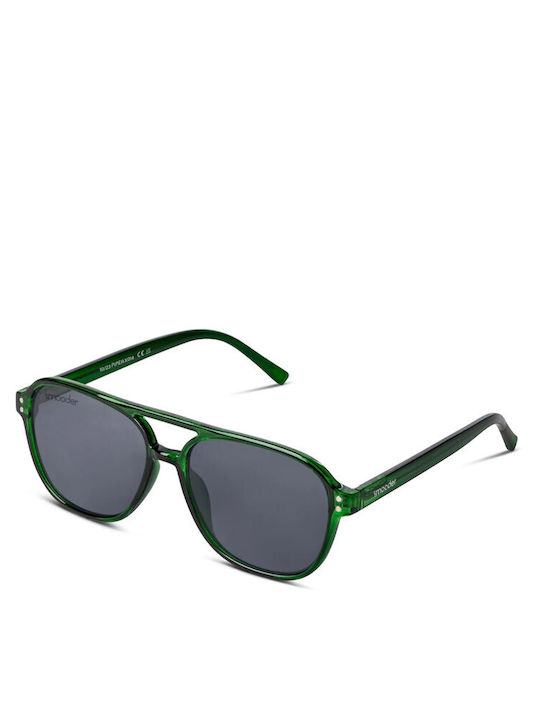 Smooder Unisex Sonnenbrille mit Grün Kunststoff Gestell und Grün Linse X014