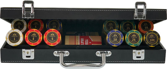 Σετ 300 Τεμ Αριθμημένες Μάρκες Poker Gamefox 14gr Βαλίτσα Δερματίνης Πολυτελείας