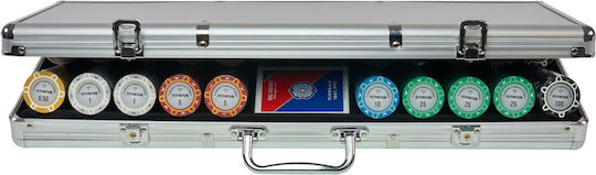 Set of 500 Numbered Poker Chips Athens 14g Aluminum Case