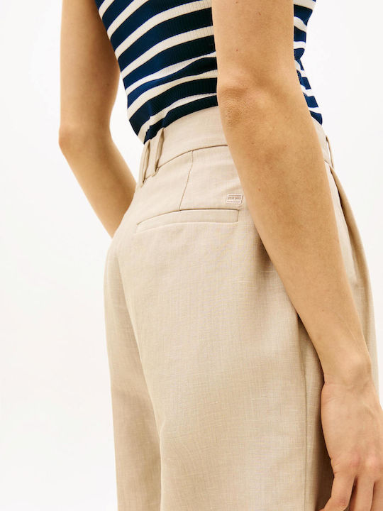 Damen Bermuda Leinen Classic Beige