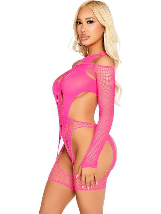 Leg Avenue Fishnet Bodystocking Секси Бодистокинг Розов