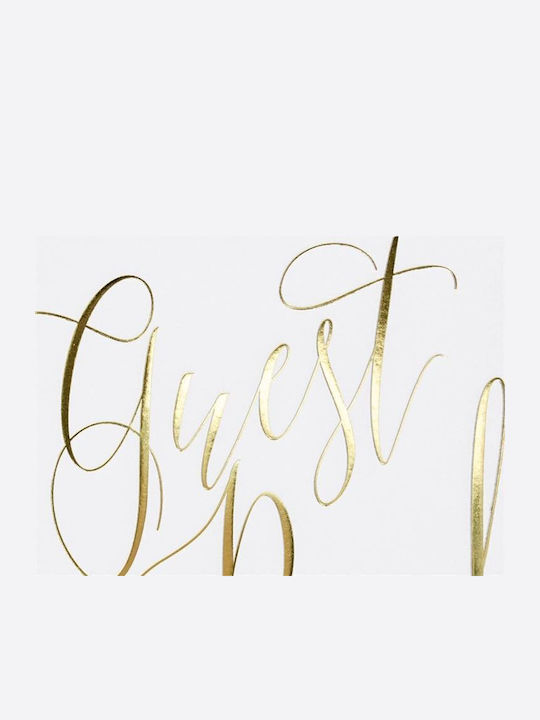 Party Deco Guest Book White Gold Lettering 20x24.5 Cm 22 Universal Pages