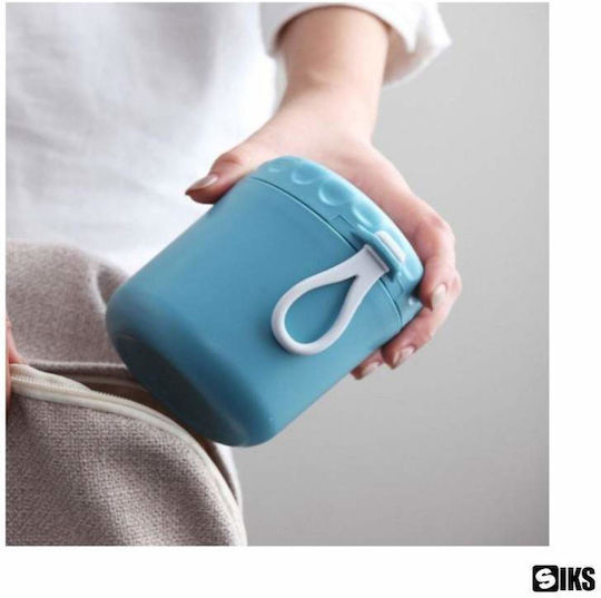 Bol Termic Siks cu Lingură pentru Supă Inclusă, din Oțel Inoxidabil 430 ml Mini Termos Prânz Albastru