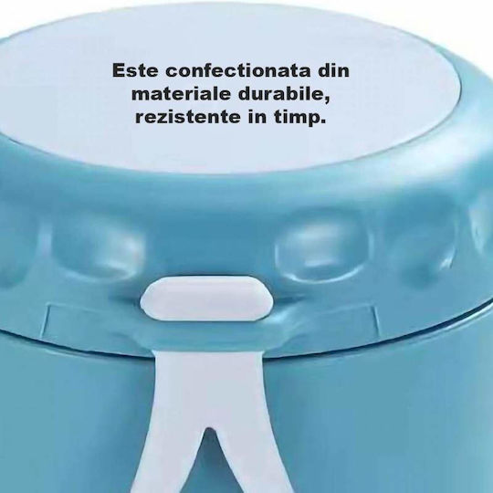 Caserolă Termică Siks Lingură de Supă Furculiță Inclusă Interior din Oțel Inoxidabil 750 Ml Mini Termos Mâncare Caldă Prânz Școală Albastru