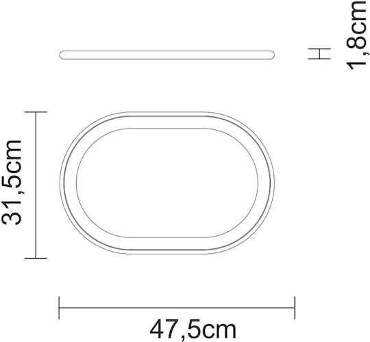 Placă de tăiat ovală din lemn de tec 47.5x31.5x1.8 cm Churrasco Tramontina 13527351 Fabricată în Brazilia