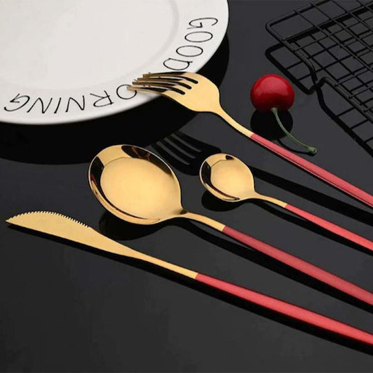 Cutlery Set Stainless Red 24pcs