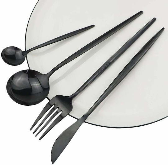 Besteckset Edelstahl Schwarz 24Stück
