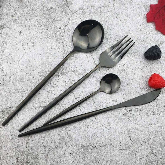Besteckset Edelstahl Schwarz 24Stück