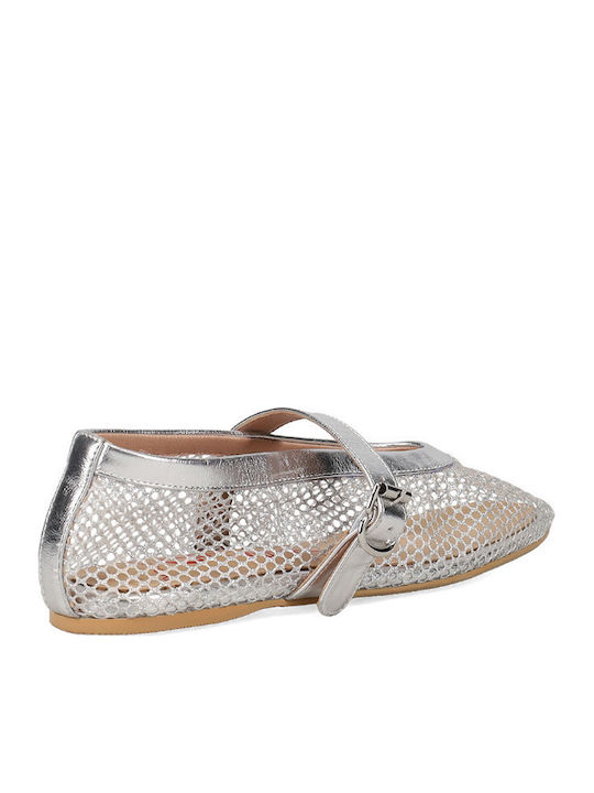 Ballerinas With strap Silver
