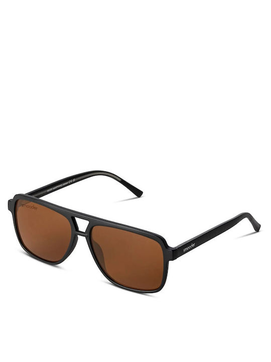Smooder Unisex Sonnenbrille mit Schwarz Kunststoff Gestell und Braun Linse X044