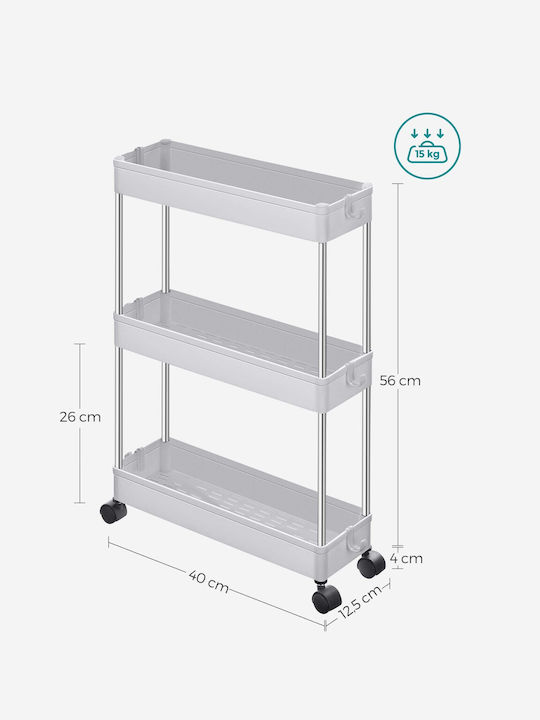 Metallisches Küchenwagen Mit 3 Ebenen Weiß 40x26x56cm