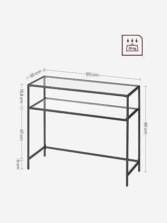 Glass Console Table Black L100xW35xH80cm