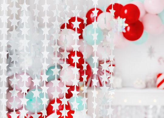 PartyDeco Χριστουγεννιάτικη Γιρλάντα Ασημί 245x100cm