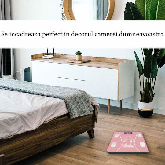 Smart Ζυγαριά 180kg με Bluetooth Ροζ