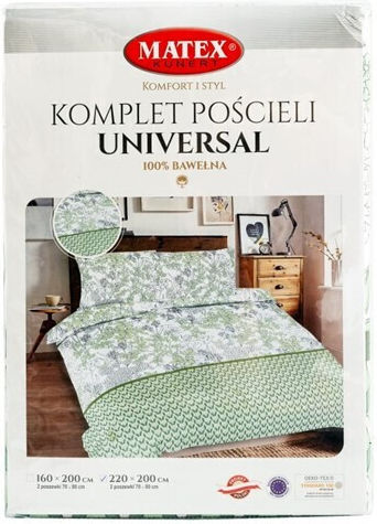 Matex Duvet Cover Set Cotton Single with Pillowcase 160x200 Green