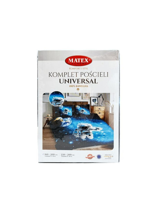 Matex Σετ Παπλωματοθήκη Βαμβακερή Μονή με Μαξιλαροθήκη 160x200cm Πολύχρωμη