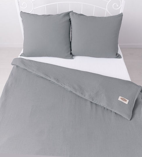 Matex Duvet Cover Set Cotton Single with Pillowcase 160x200 Dark Gray