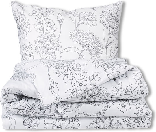 Matex Bettbezug-Set Baumwolle Einzelbett mit Kissenbezug 160x200 Gray