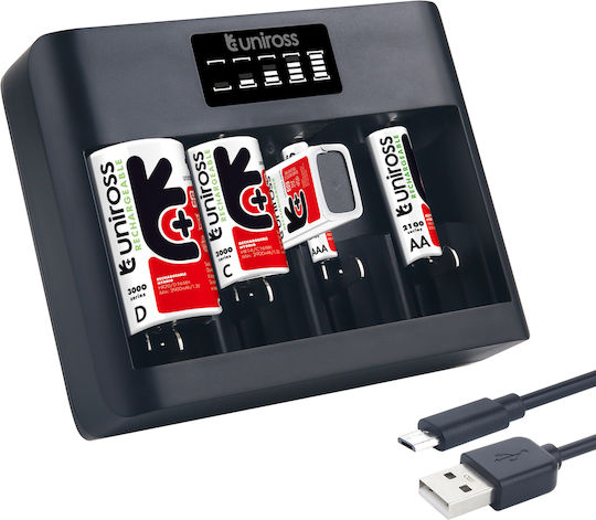Uniross UCU008 Fast 2hr USB Charger AA AAA C D 9V Battery Charger
