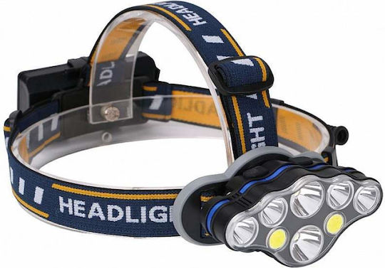 Lanternă frontală Siks cu baterie reîncărcabilă 8 LED-uri 13.000 lumeni 6 niveluri de luminozitate albă 1 mod de semnalizare SOS roșu intermitent
