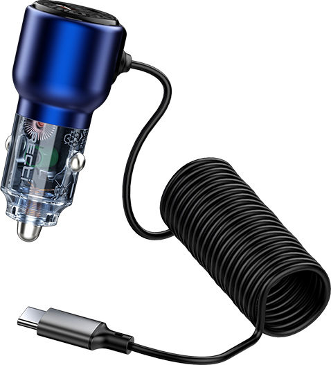 Recci Φορτιστής Αυτοκινήτου 110W Γρήγορης Φόρτισης με Θύρες: 1xUSB 1xType-C μαζί με Καλώδιο Type-C Μπλε