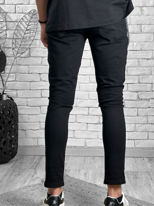 Pantaloni Jeans pentru Bărbați Elastic cu Croială Slim Negru