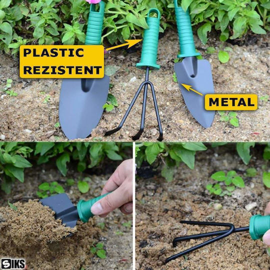 Siks Garden Tool Set 10 Accessories Gardening Planting Soil Processing Branch Cutting Plant Care Storage Bag Included Green