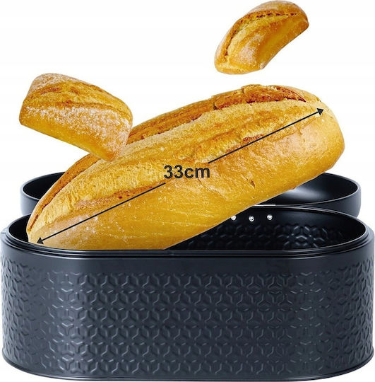 Vilde Bread Box with Lid Inox Black 34x20x15cm