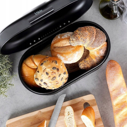 Vilde Bread Box with Lid Inox Black 34x20x15cm