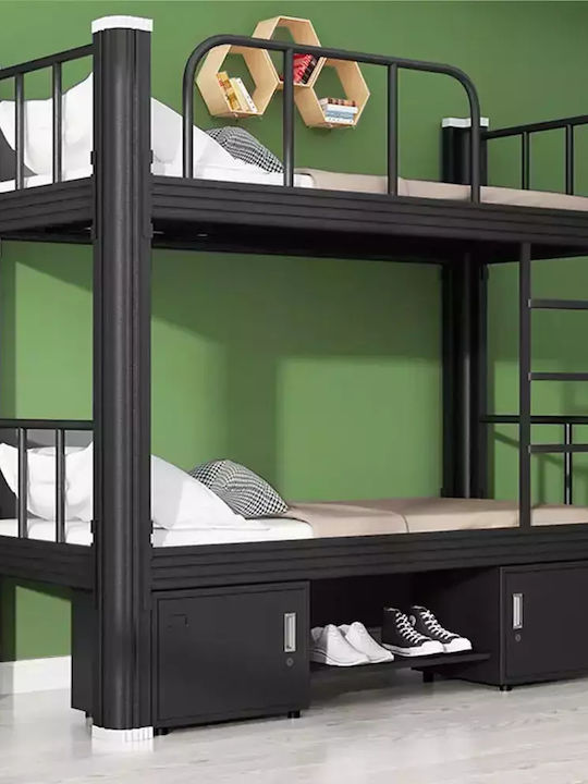 Kinderbett Koje Einzeln mit Stauraum Schwarz für Matratze 90x190cm