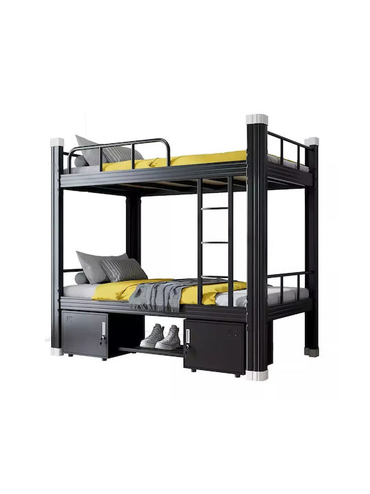 Kinderbett Koje Einzeln mit Stauraum Schwarz für Matratze 90x190cm