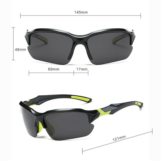 Techsuit Cycling Glasses 9301 with Black Frame & Dark Lenses