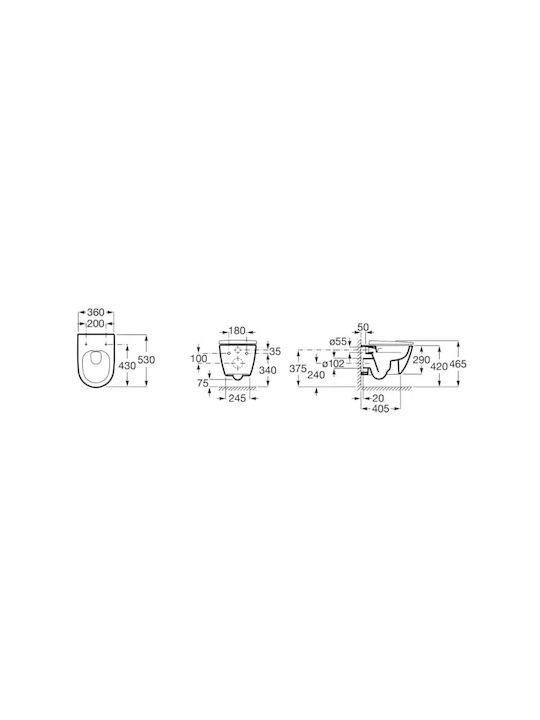 Roca Λεκάνη Κρεμαστή Rimless Χωρίς Κάλυμμα Λευκή