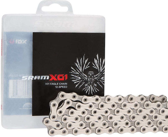 Sram PC X01 Eagle Hollowpin Αλυσίδα Ποδηλάτου 12 / 10 / 11 Ταχυτήτων 126L Ασημί